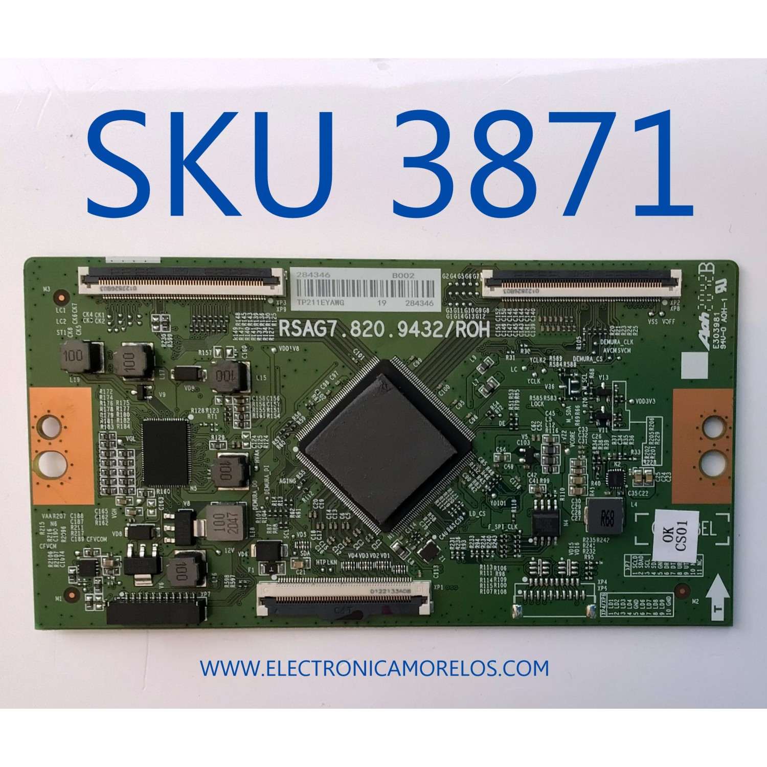 T-CON PARA TV HISENSE / NUMERO DE PARTE 284346 / RSAG7.820.9432/ROH / TP211EYAWG / B002 / PANEL HD750V6U82-TAL8\S0\GM\ROH 284273 / MODELO 75U6G